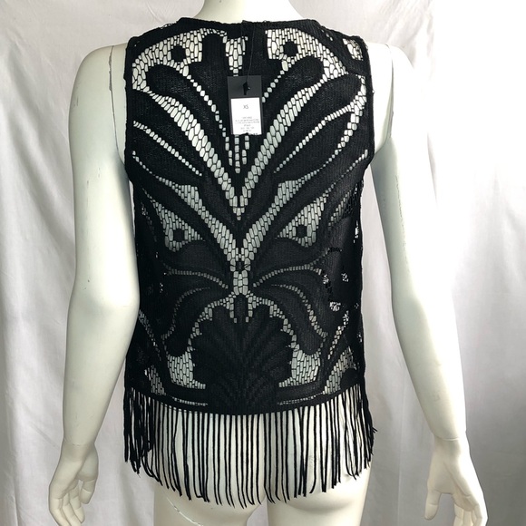 Dynamite woman’s festival black lace fringe crop top brand new with tag size XS - Picture 3 of 12
